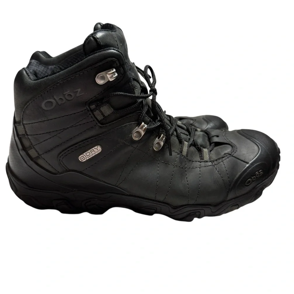 Oboz Bridger Men’s SZ 11.5 Dry Waterproof Black Leather Hiking Boots Shoes Walk